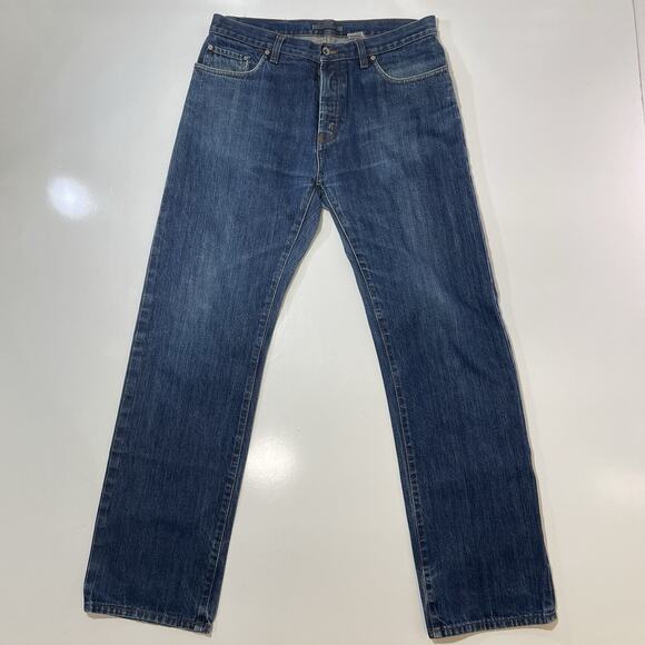 John Varvatos USA Men’s Blue Jeans Button Fly Straight Denim USA Logo Sz 34x31 - Picture 1 of 9